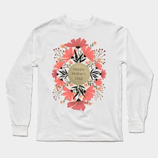 Happy mother's day floral - coral and beige Long Sleeve T-Shirt